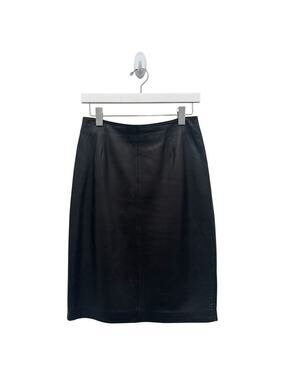 Siena Studio Black Leather Pencil Skirt Knee Length - Size 6